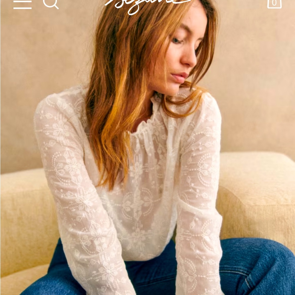 White Lace Sézane Blouse size 8 (EUR 40)